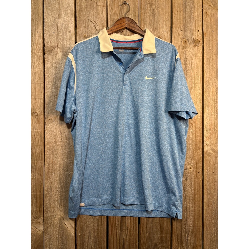 Nike Golf Sport Dri-Fit Polo Shirt Mens XXL Blue Heather Short Sleeve 541928-428